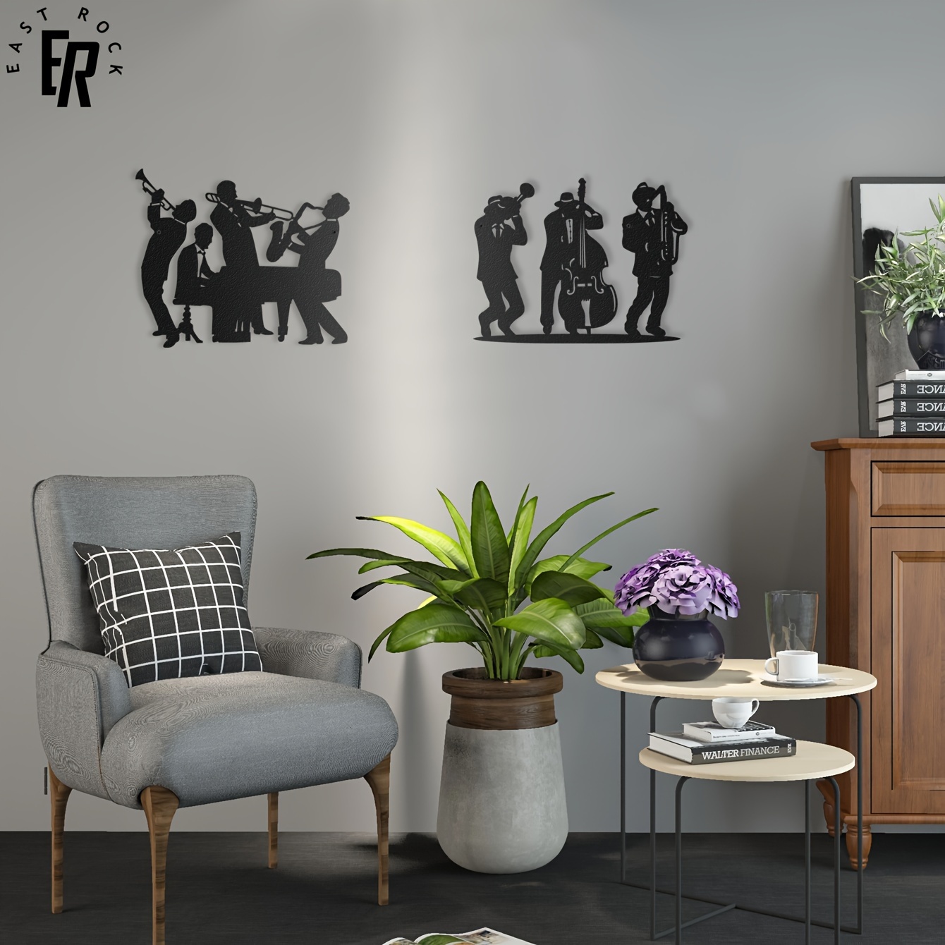 Musical Instrument Groups - Metal Musician Silhouette Wall Decor |