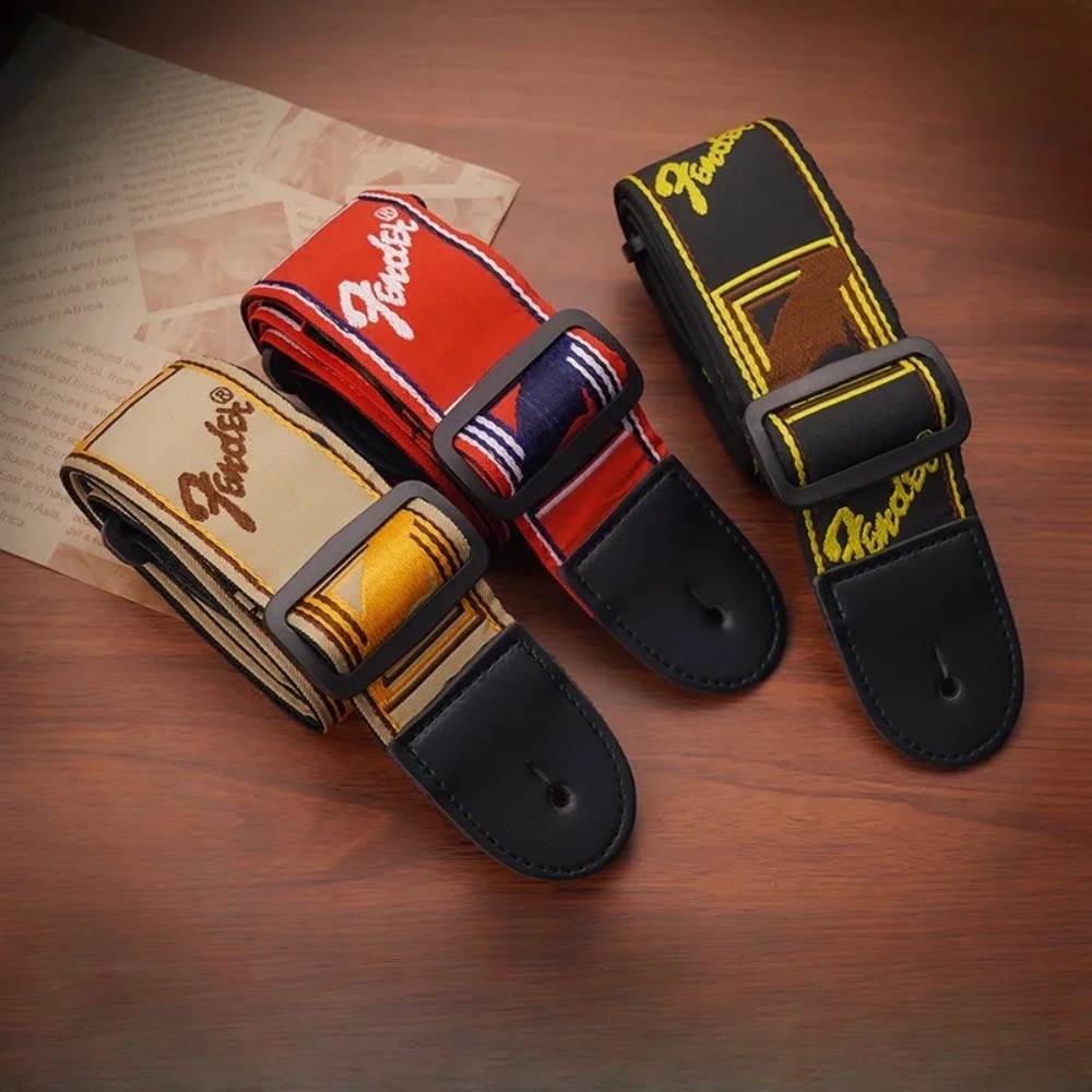 Musical Instrument Band - 1pc Embroidery Guitar Strap Leather Acoustic